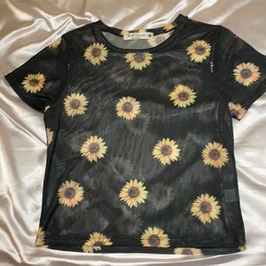 Black sunflower see through shirt!